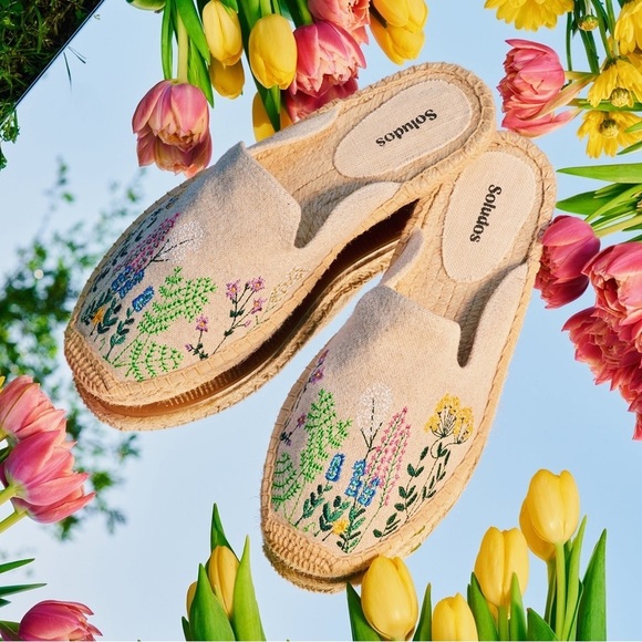 Anthropologie Soludos Wildflower Mules in Light Sand size 9.5 - Picture 6 of 9